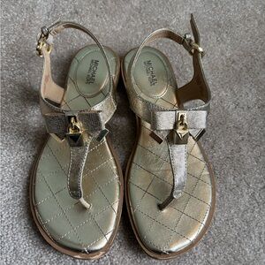Michael Kors Alice Metallic Leather Flat Sandals